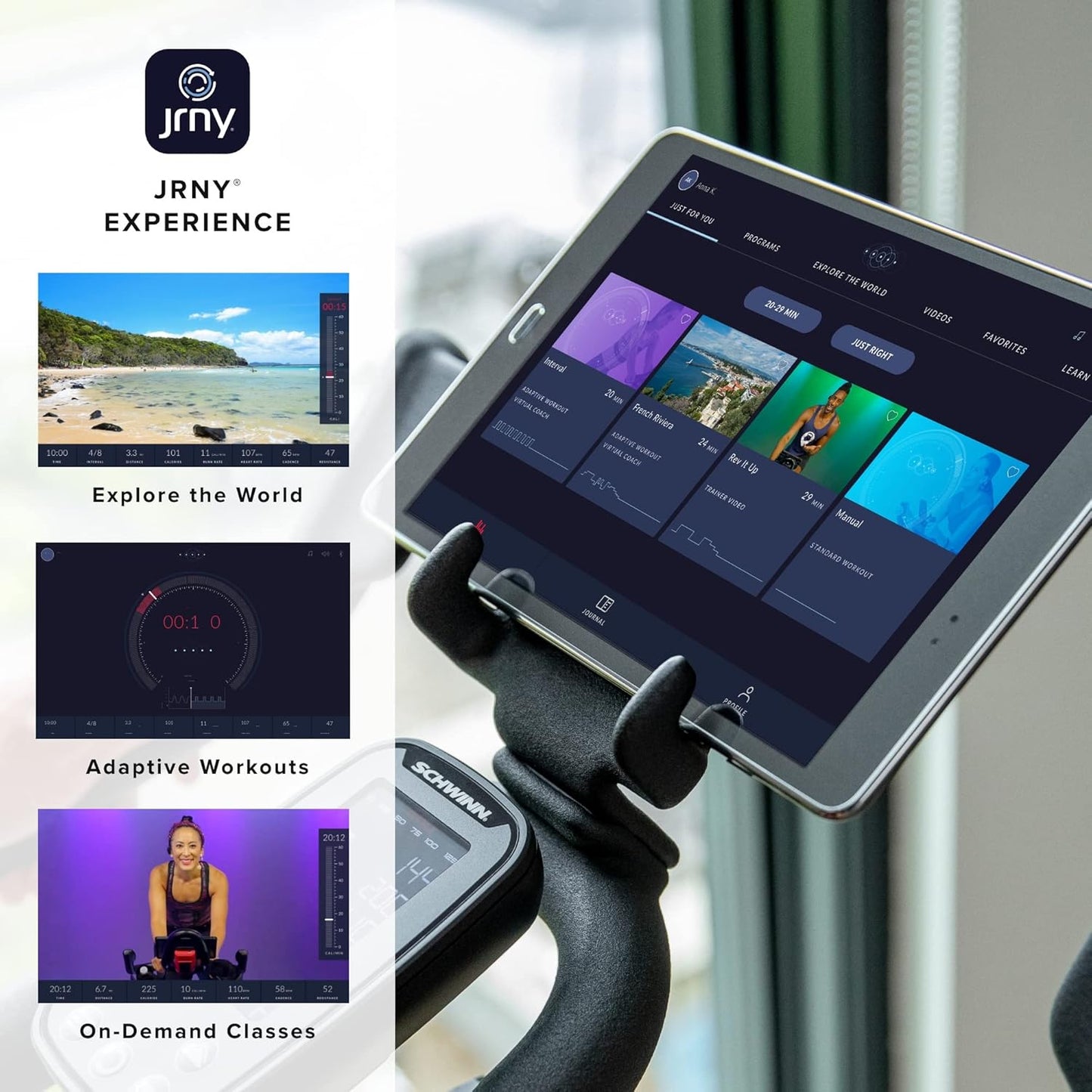 Adjustable Indoor Cycling Bike – 100-level magnetic resistance, silent belt drive, Bluetooth-connected apps (Peloton/Zwift), 4-way seat/handlebars, backlit LCD console, max 330 lbs. Ideal for home gym.