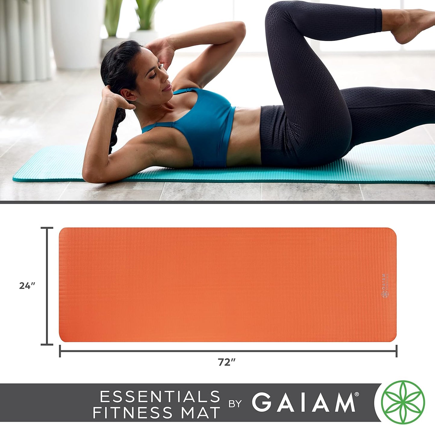 Thick Yoga & Exercise Mat – Easy-Cinch Carrier Strap, Black, 72"L X 24"W X 2/5 Inch Thick