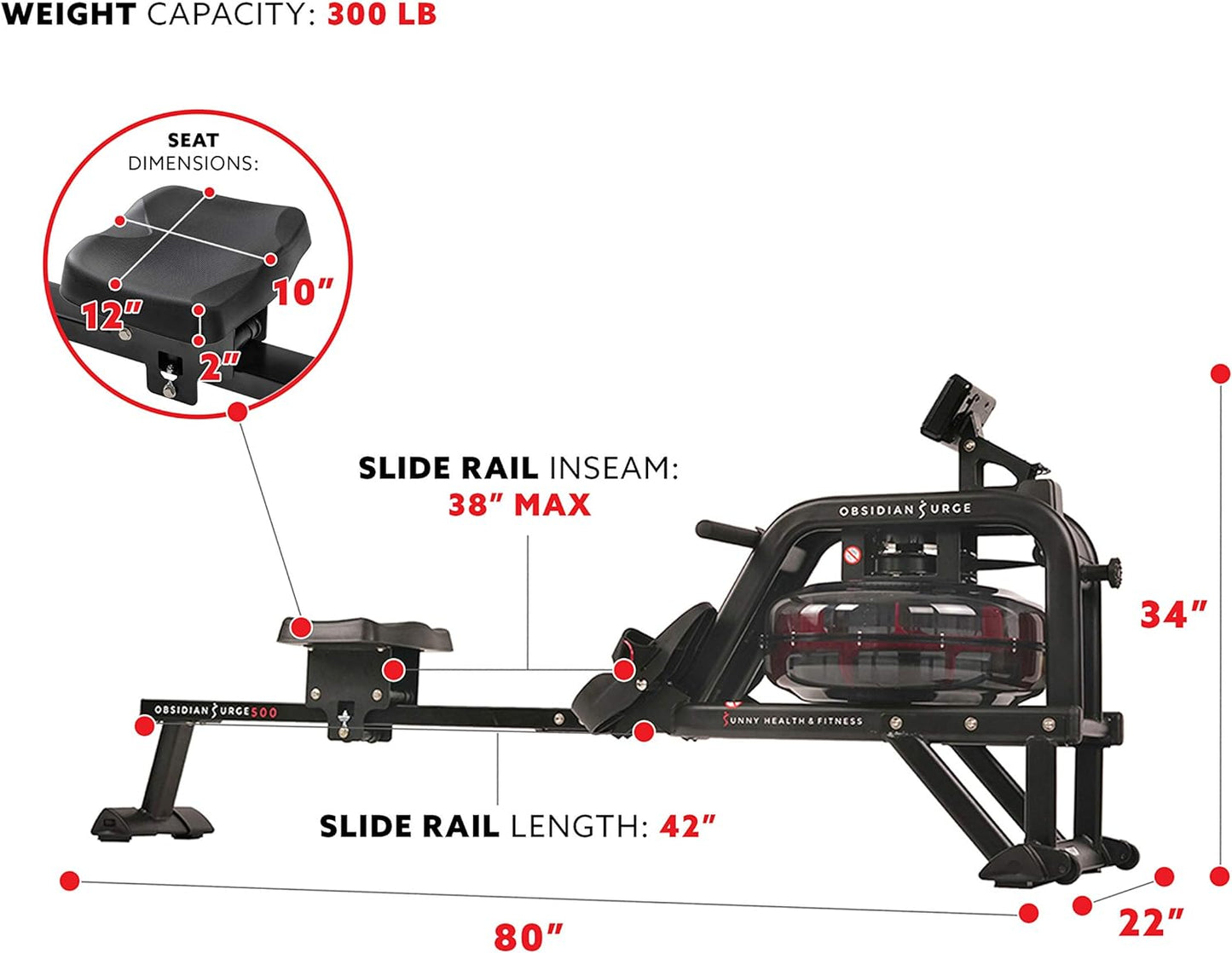 Water Rower – Dynamic Real-Time Resistance, 300 LB Capacity, Space-Saving Flip-Able Design for Home Training, Bluetooth-Enabled App with Live Metrics & Trainer-Led Workouts