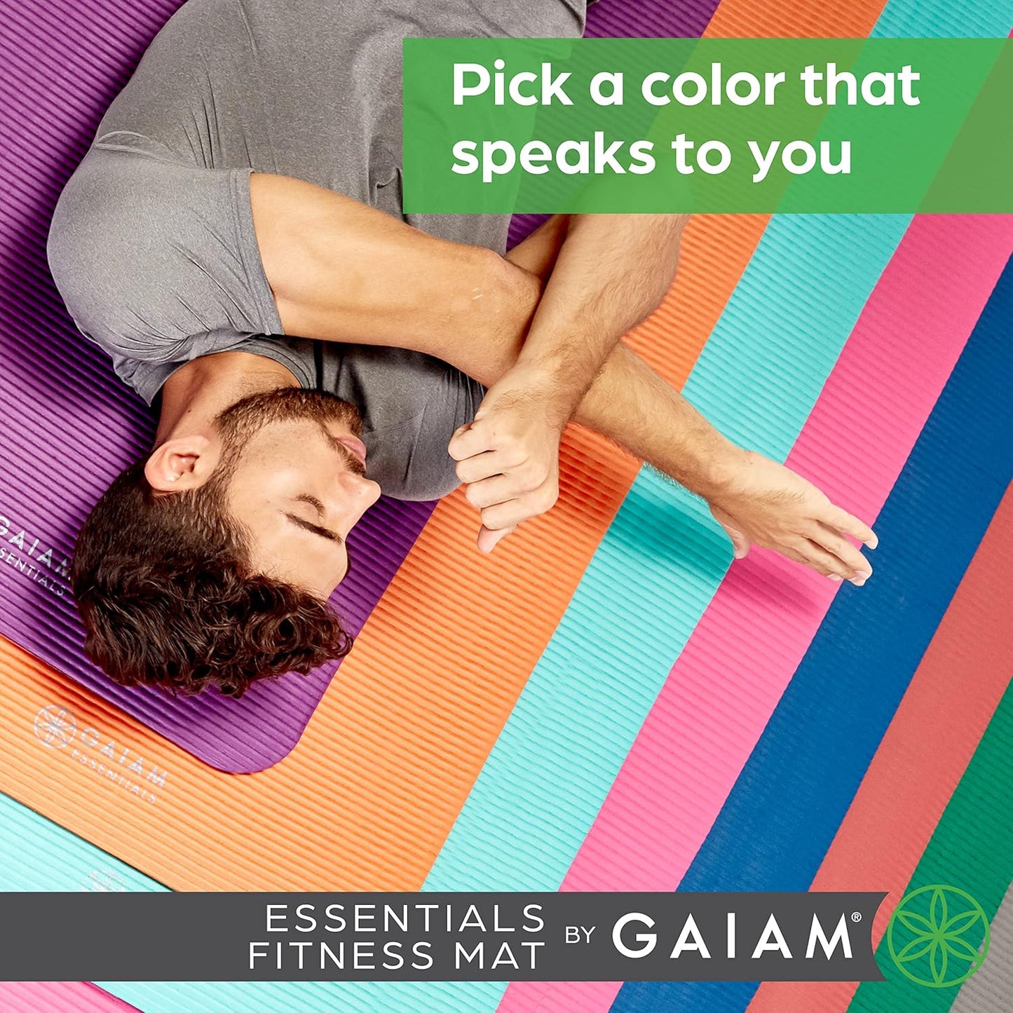 Thick Yoga & Exercise Mat – Easy-Cinch Carrier Strap, Black, 72"L X 24"W X 2/5 Inch Thick