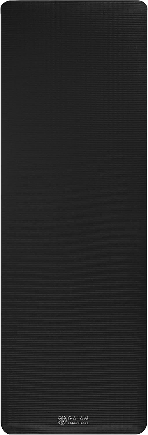 Thick Yoga & Exercise Mat – Easy-Cinch Carrier Strap, Black, 72"L X 24"W X 2/5 Inch Thick