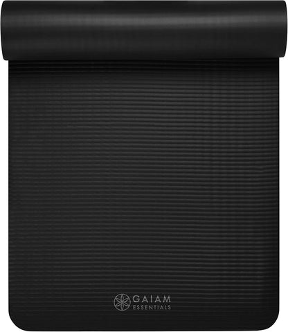 Thick Yoga & Exercise Mat – Easy-Cinch Carrier Strap, Black, 72"L X 24"W X 2/5 Inch Thick